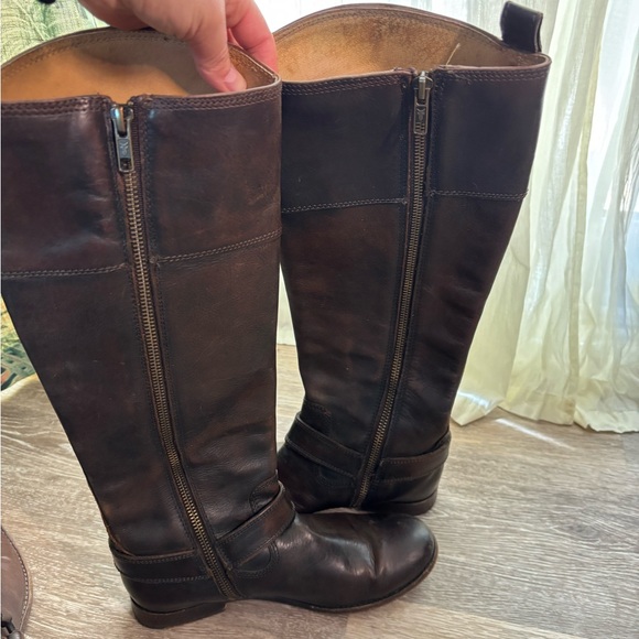 Tall Brown Leather Riding Boots - Picture 3 of 6